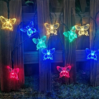 Solcelle lyskæde med sommerfugle - Multifarvet lys - 4,8 m 20 lys